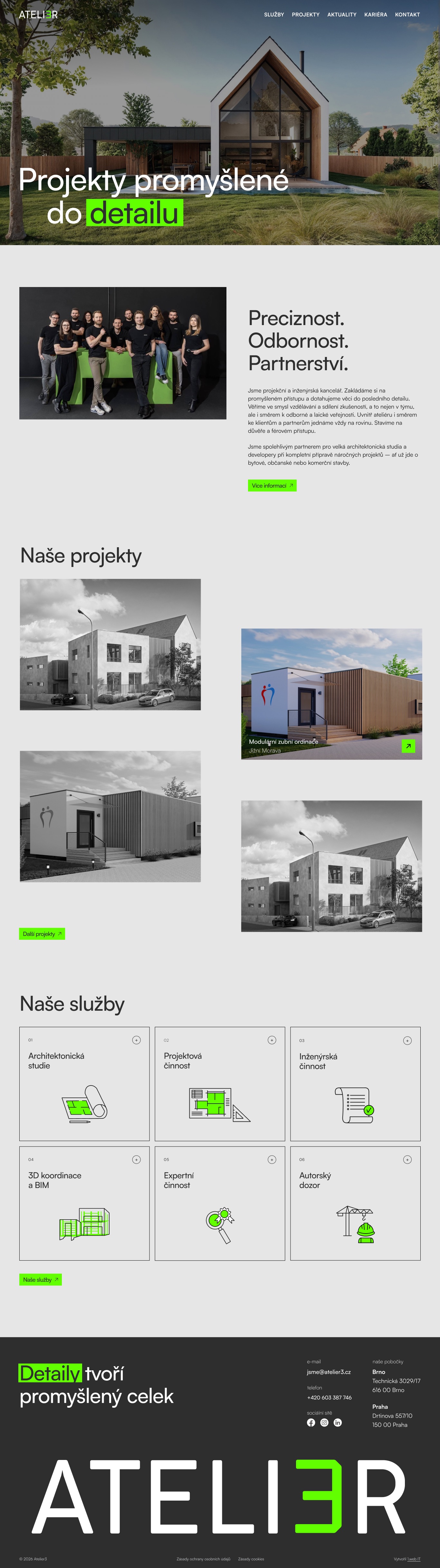 Atelier3 homepage, full page on desktop