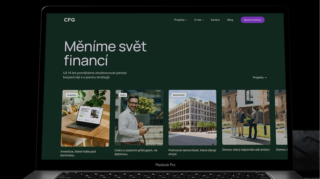 Comfort Finance Group homepage shown on a laptop mockup