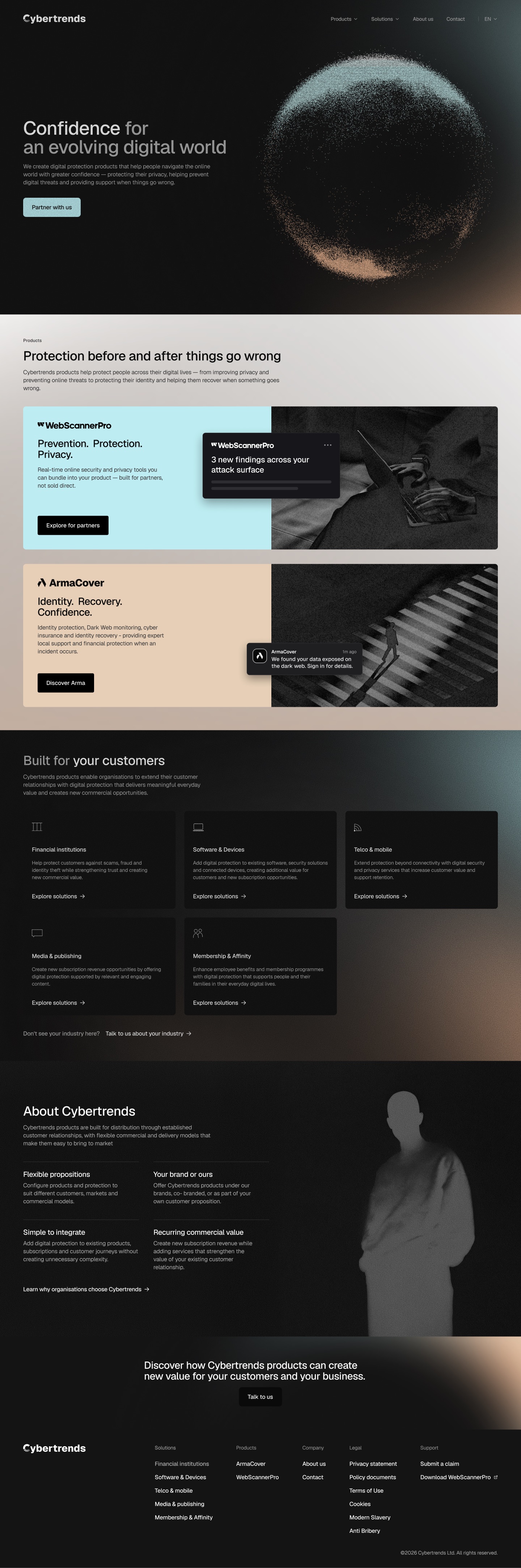 Cybertrends homepage, full page on desktop