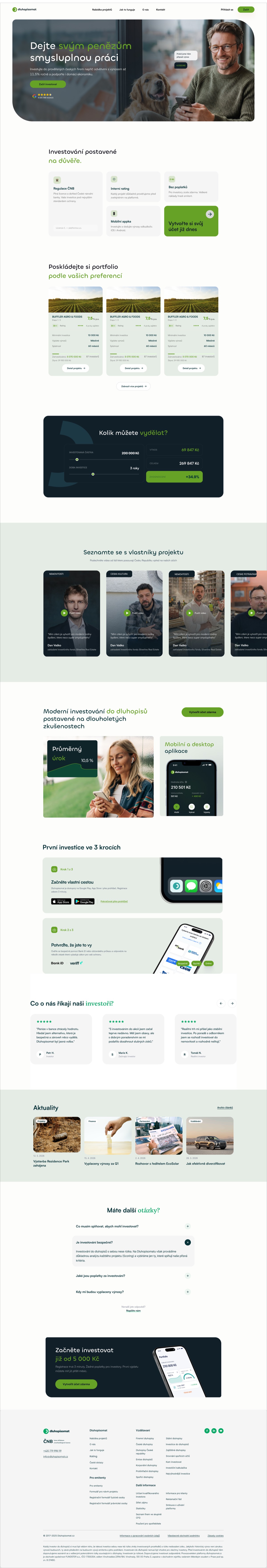 Dluhopisomat, homepage design