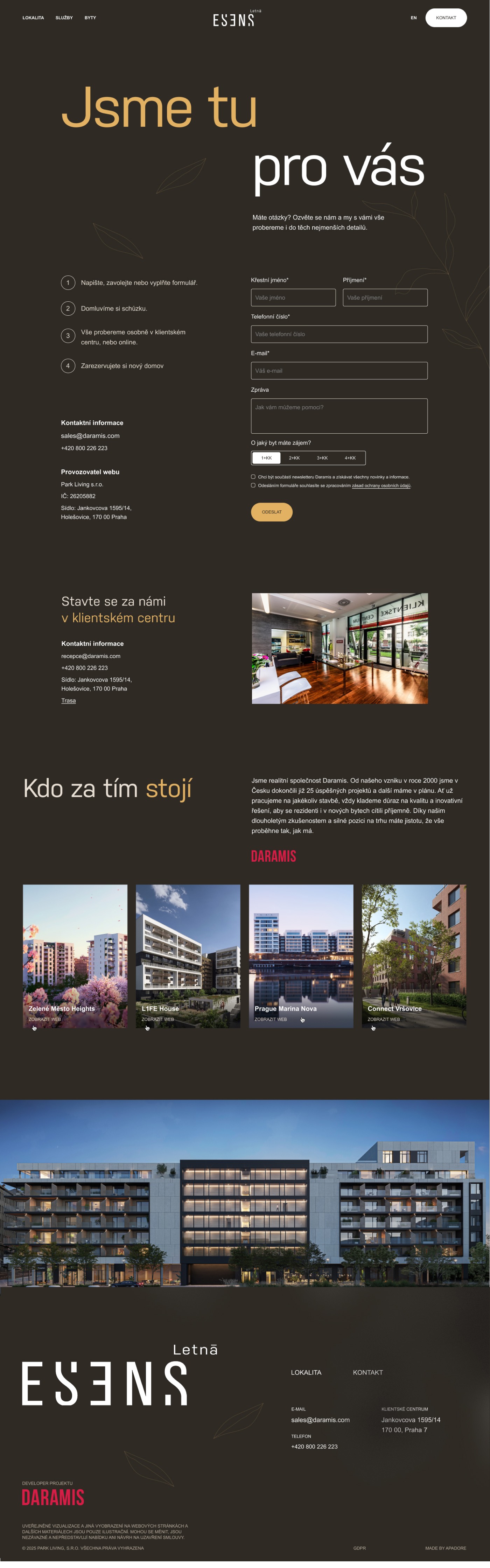 Esens Letná, Kontakt section