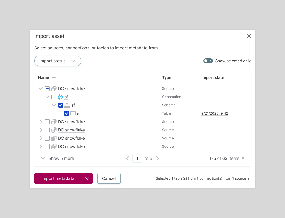 Import metadata to platform
